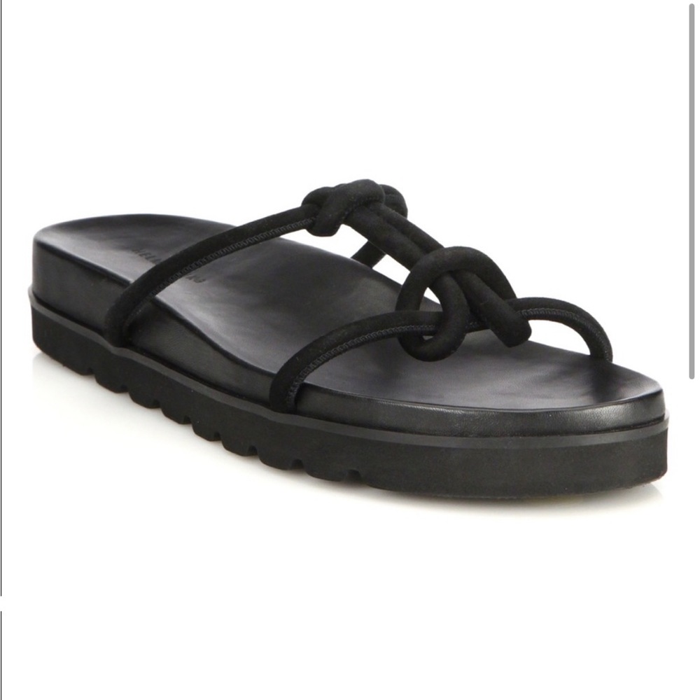 NEW: Helmut Lang Knotted Suede Slide Sandals - 9 Black